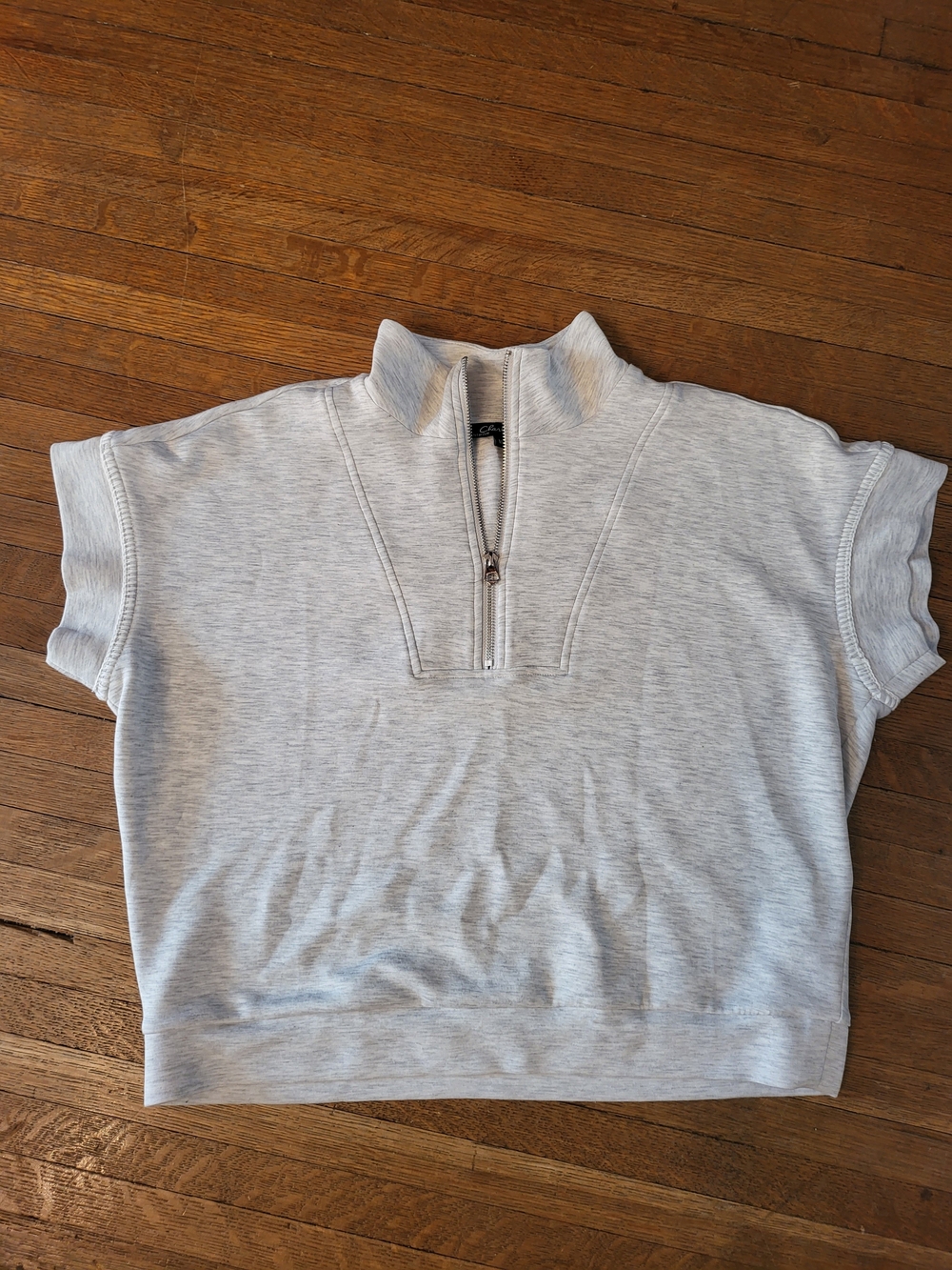CHARLIE B Heather Light Gray Short Sleeve Pullover
